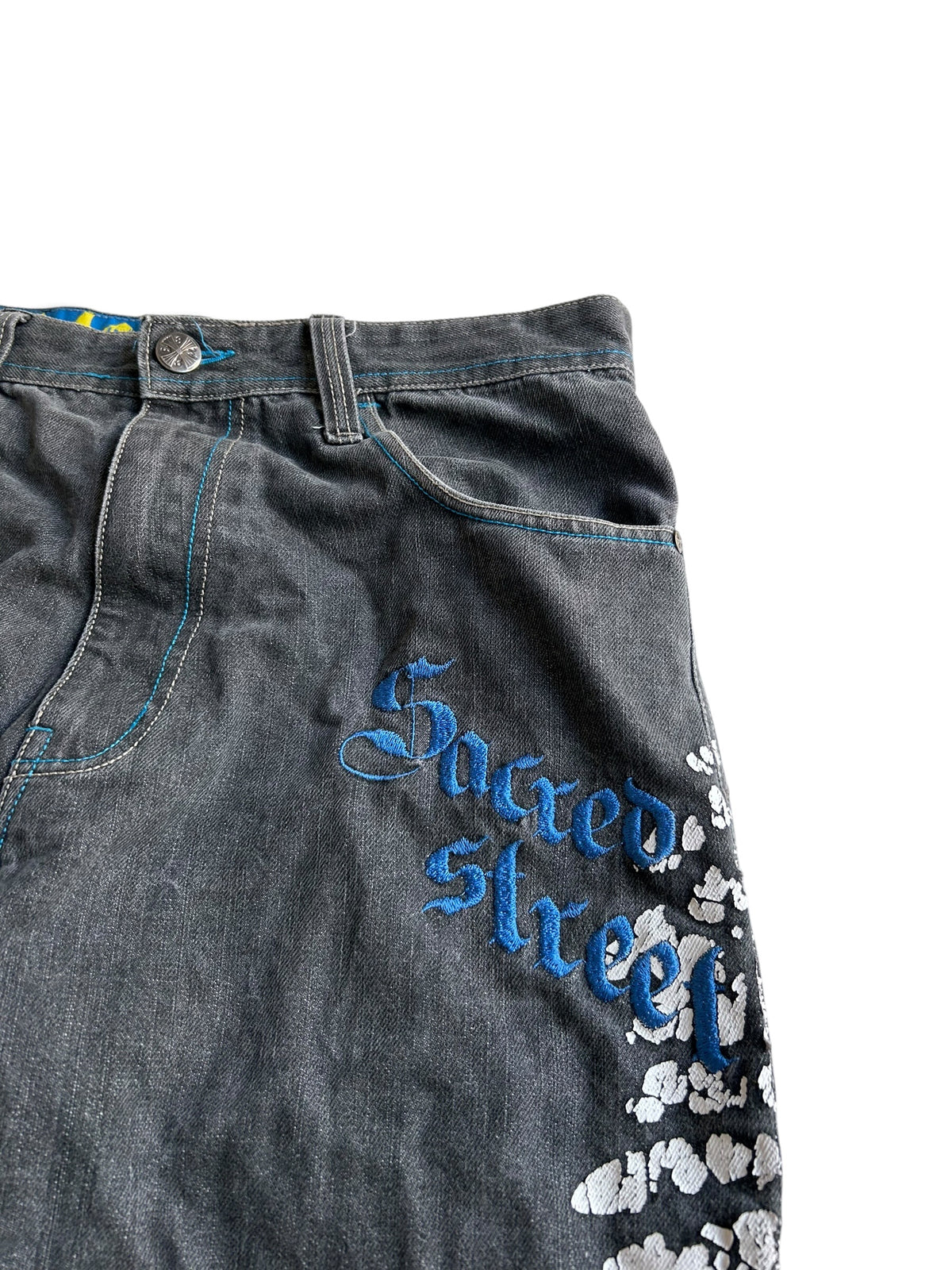 Raw Blue Skull & Wings Baggyjeans W32 Y2K