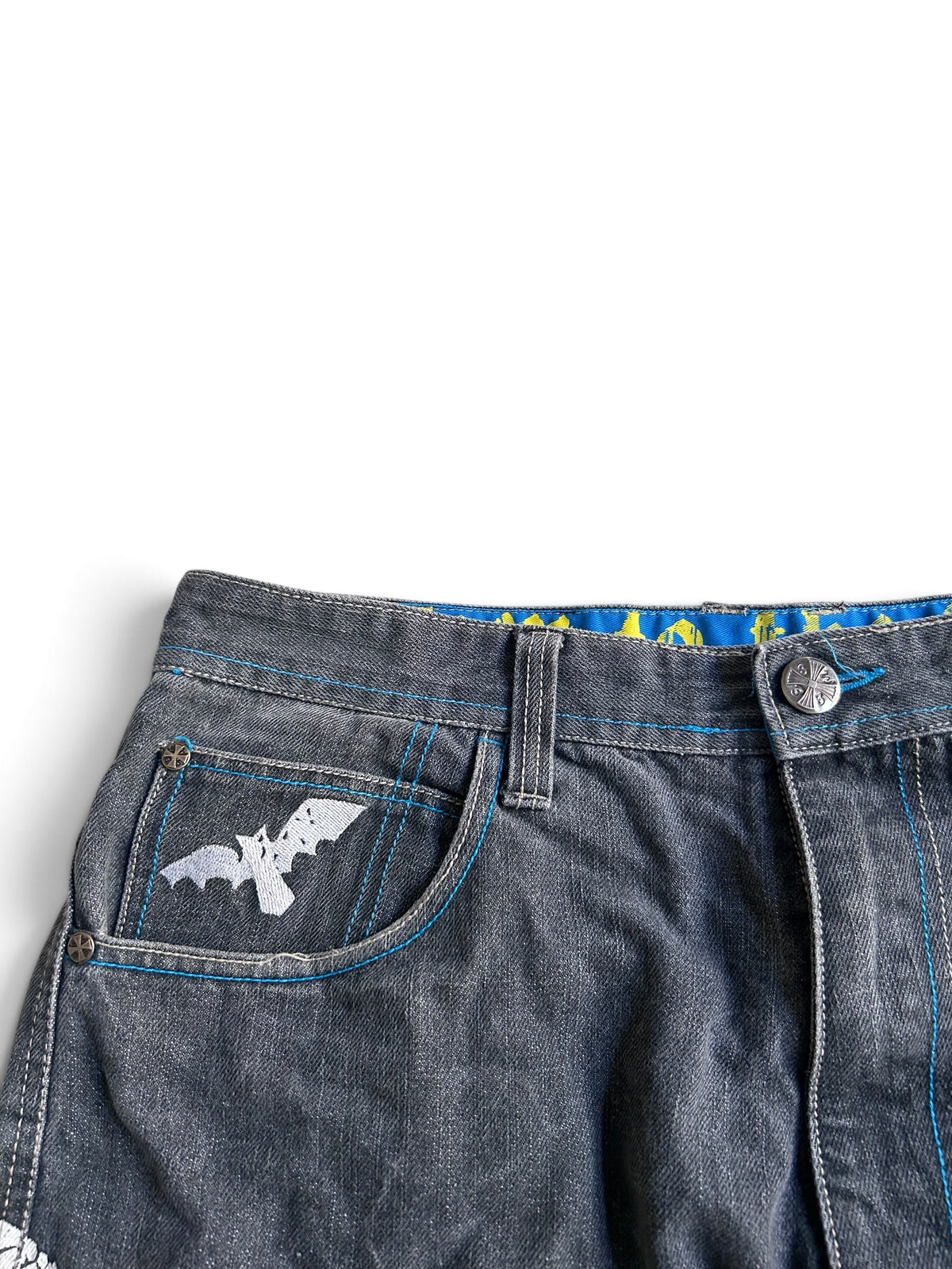Raw Blue Skull & Wings Baggyjeans W32 Y2K