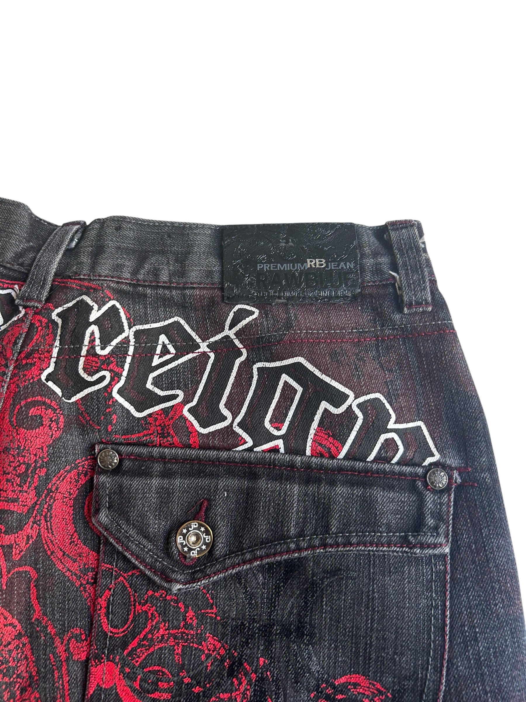 Raw Blue Backprint Baggyjeans W38 Y2K