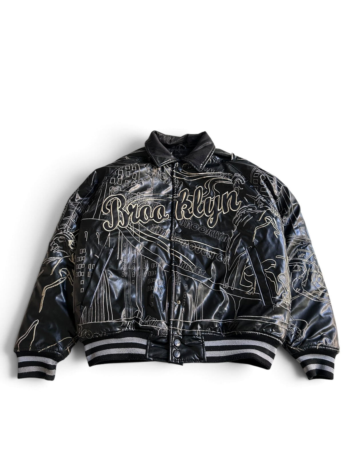 Raw Blue Brooklyn Leather Jacket M Y2K