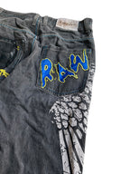 Raw Blue Skull & Wings Baggyjeans W32 Y2K