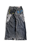 Raw Blue Skull & Wings Baggyjeans W32 Y2K