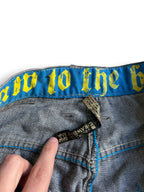 Raw Blue Skull & Wings Baggyjeans W32 Y2K
