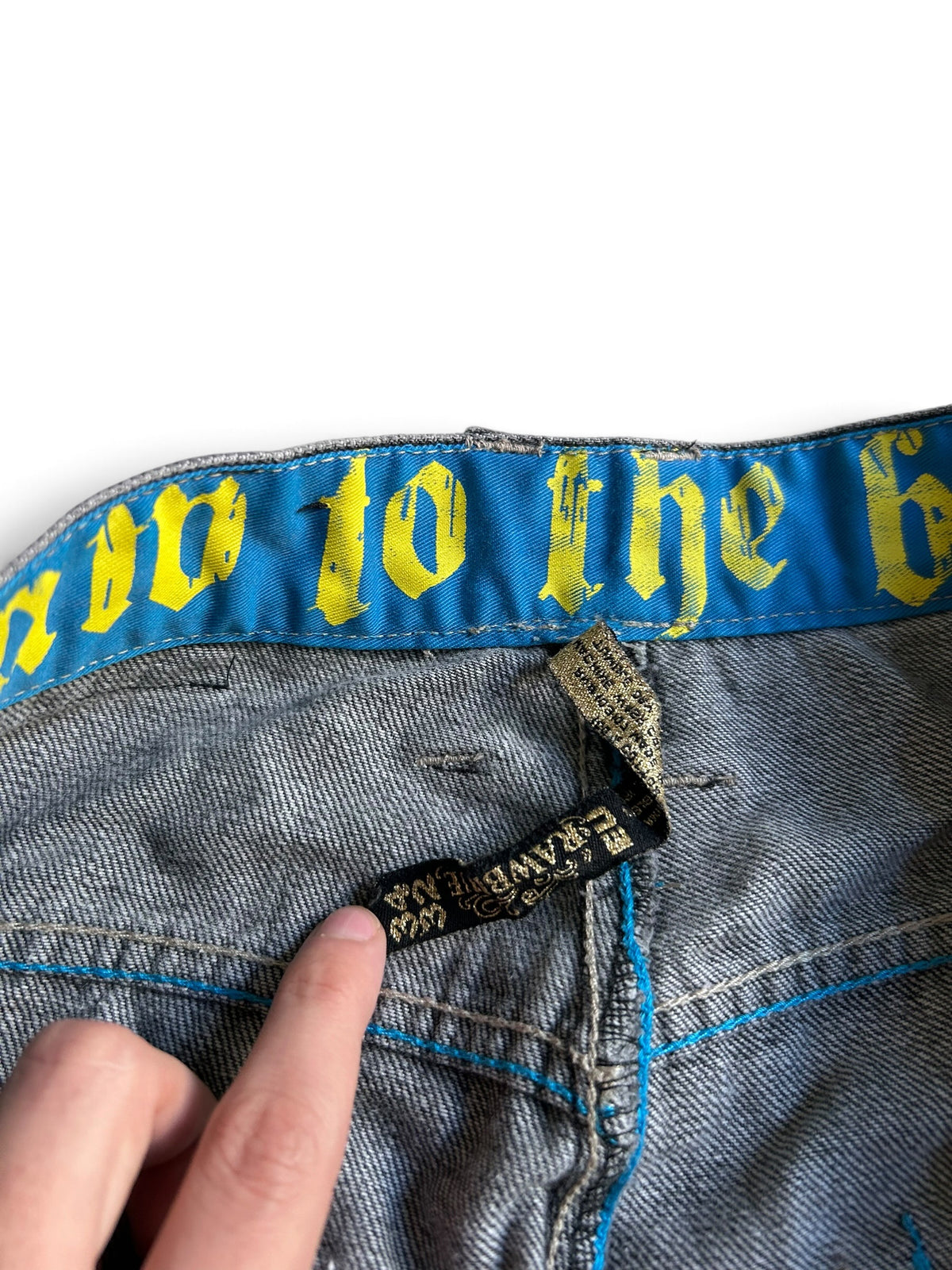 Raw Blue Skull & Wings Baggyjeans W32 Y2K