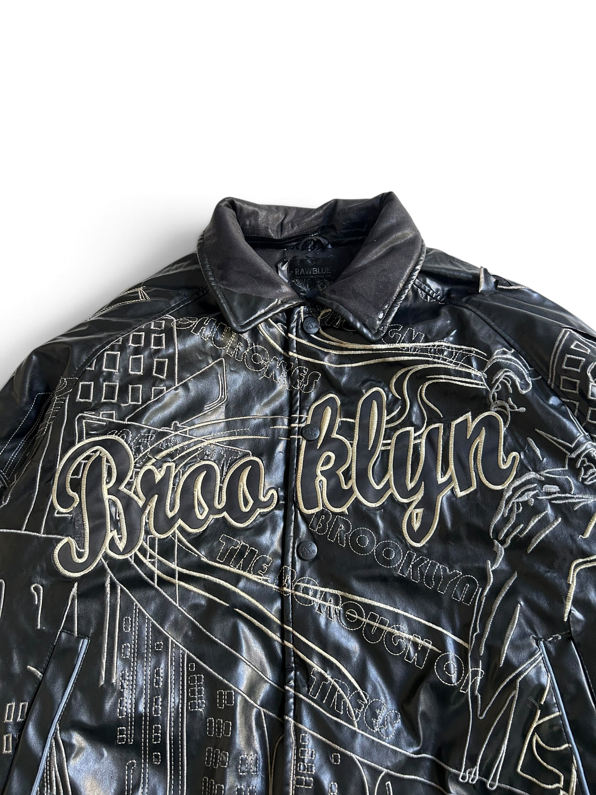 Raw Blue Brooklyn Leather Jacket M Y2K